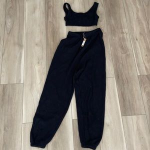 Skims waffle jogger and bra set in onyx